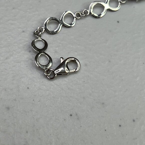 Sterling Silver 925 Bracelet With 3 Multi-Color Gemstones & Infinity Link Design - Picture 3 of 10